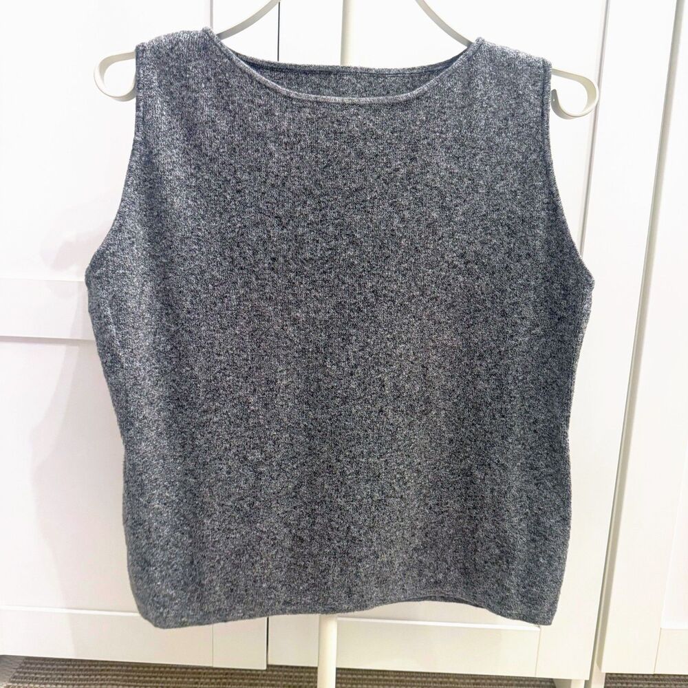 Vintage Chico's Design 80's/90's Linen & Cotton Shell Tank Heathered Gray Size 3